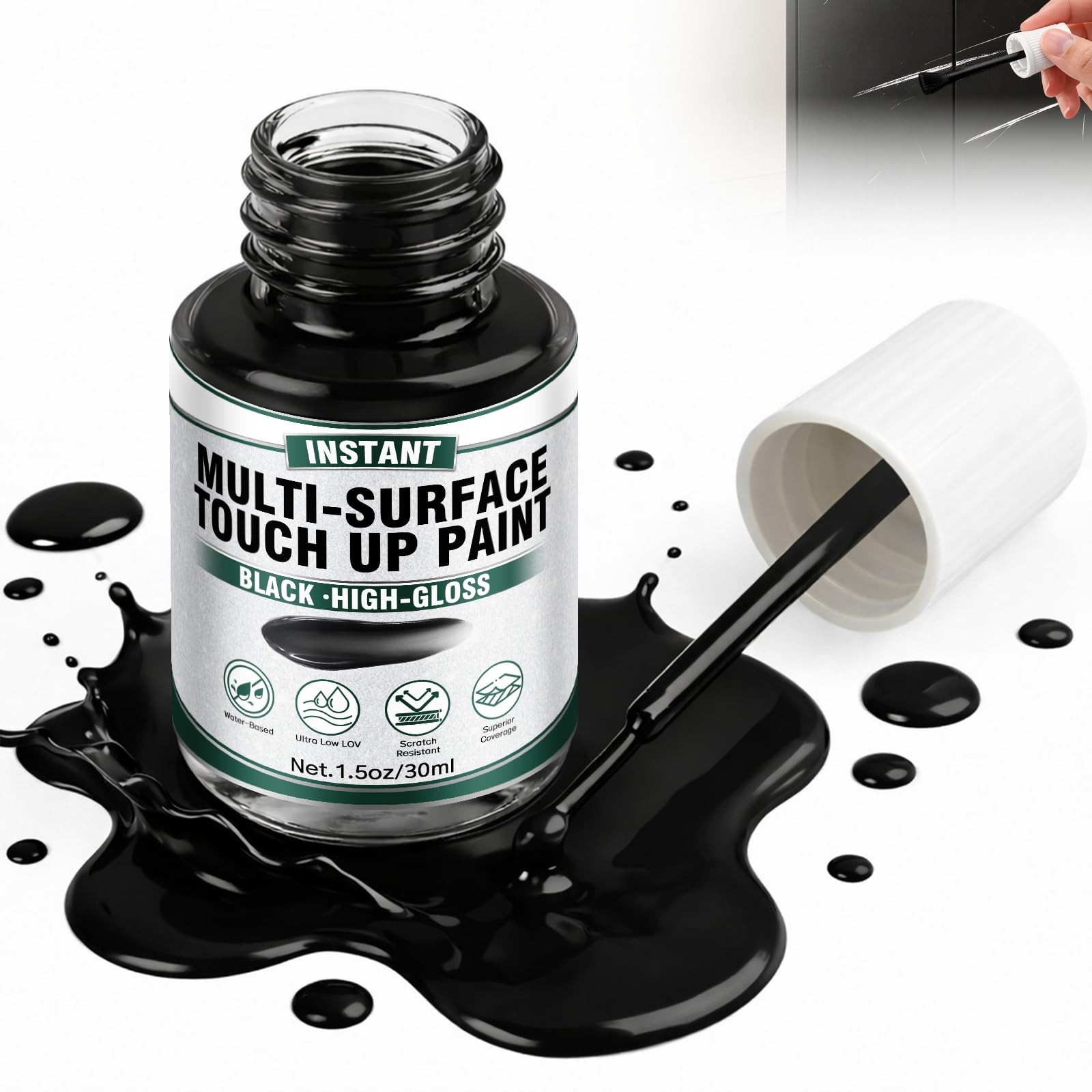Black Touch Up Paint Pen, High Gloss Black Paint for Scratch Repair, MultiSur…