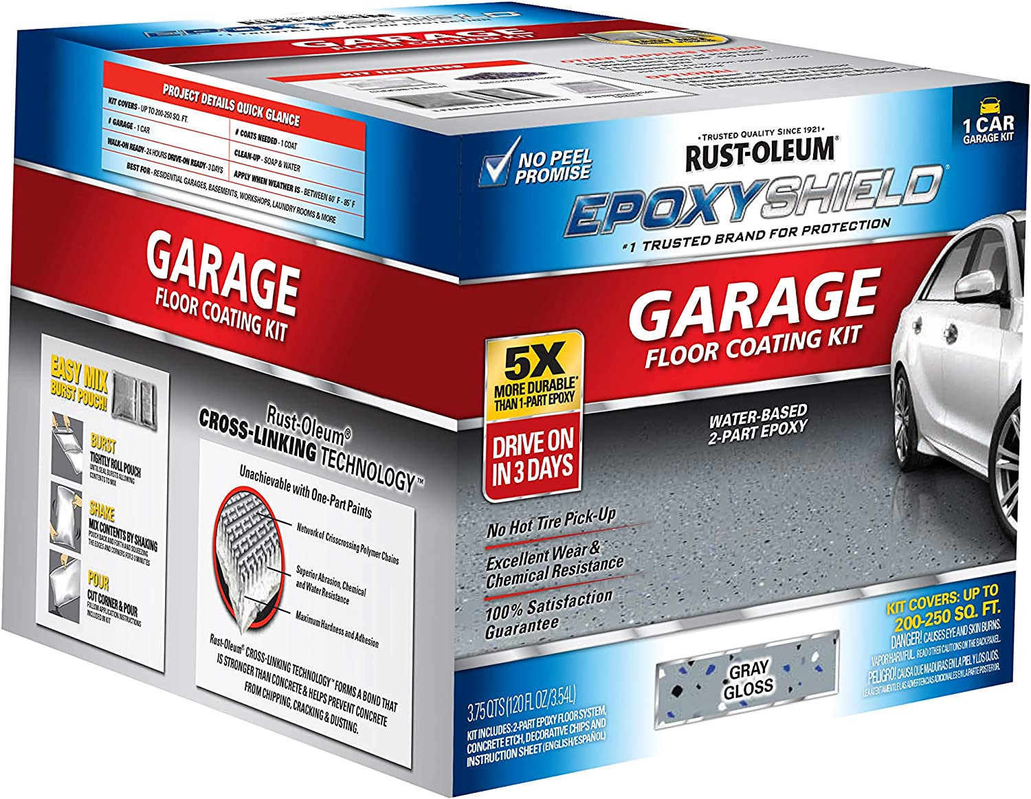 251965 EPOXYSHIELD Garage Floor Coating, 1 Car Kit, Gray