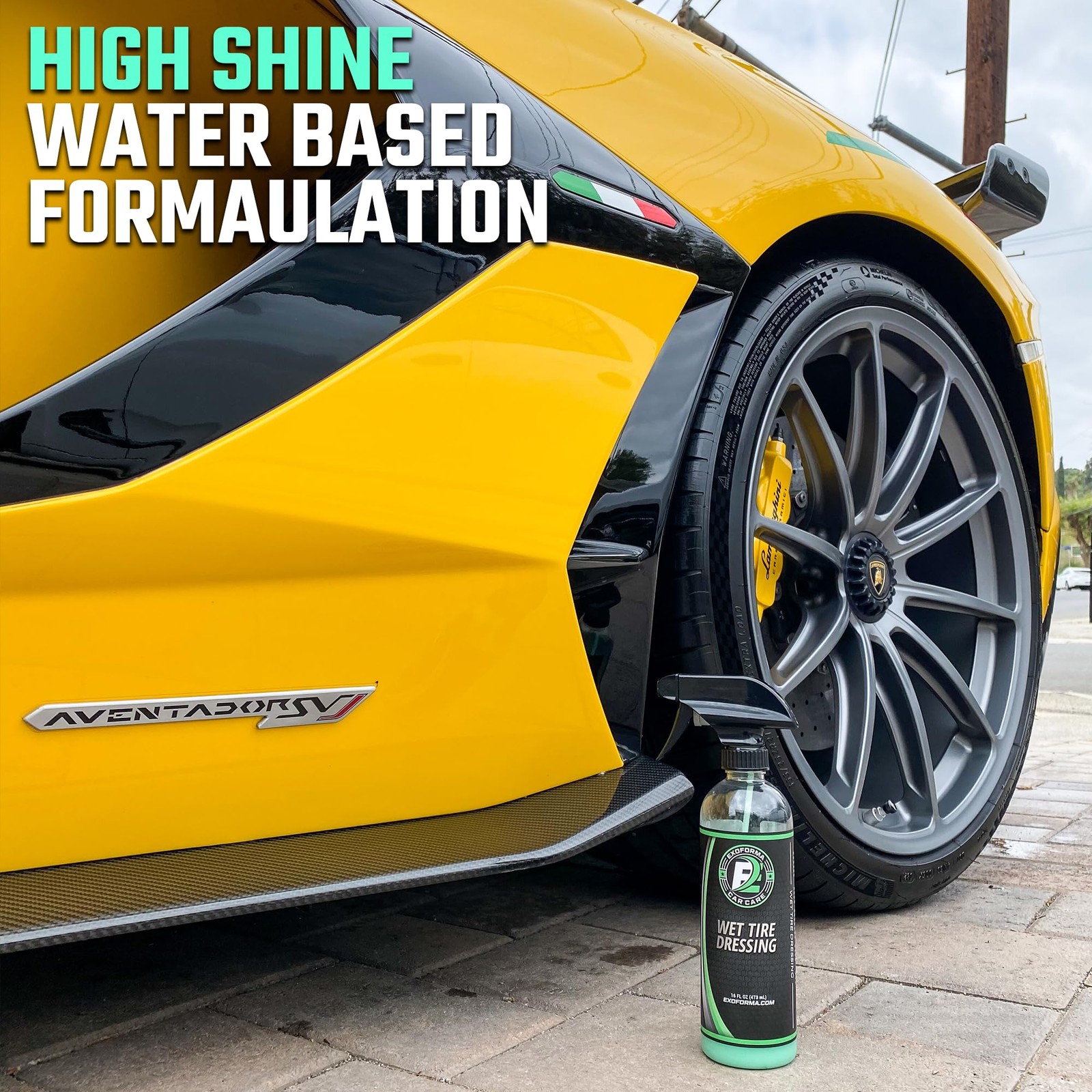 ExoForma Wet Tire Dressing Spray – Extremely High Shine 16 Fl Oz (Pack of 1)