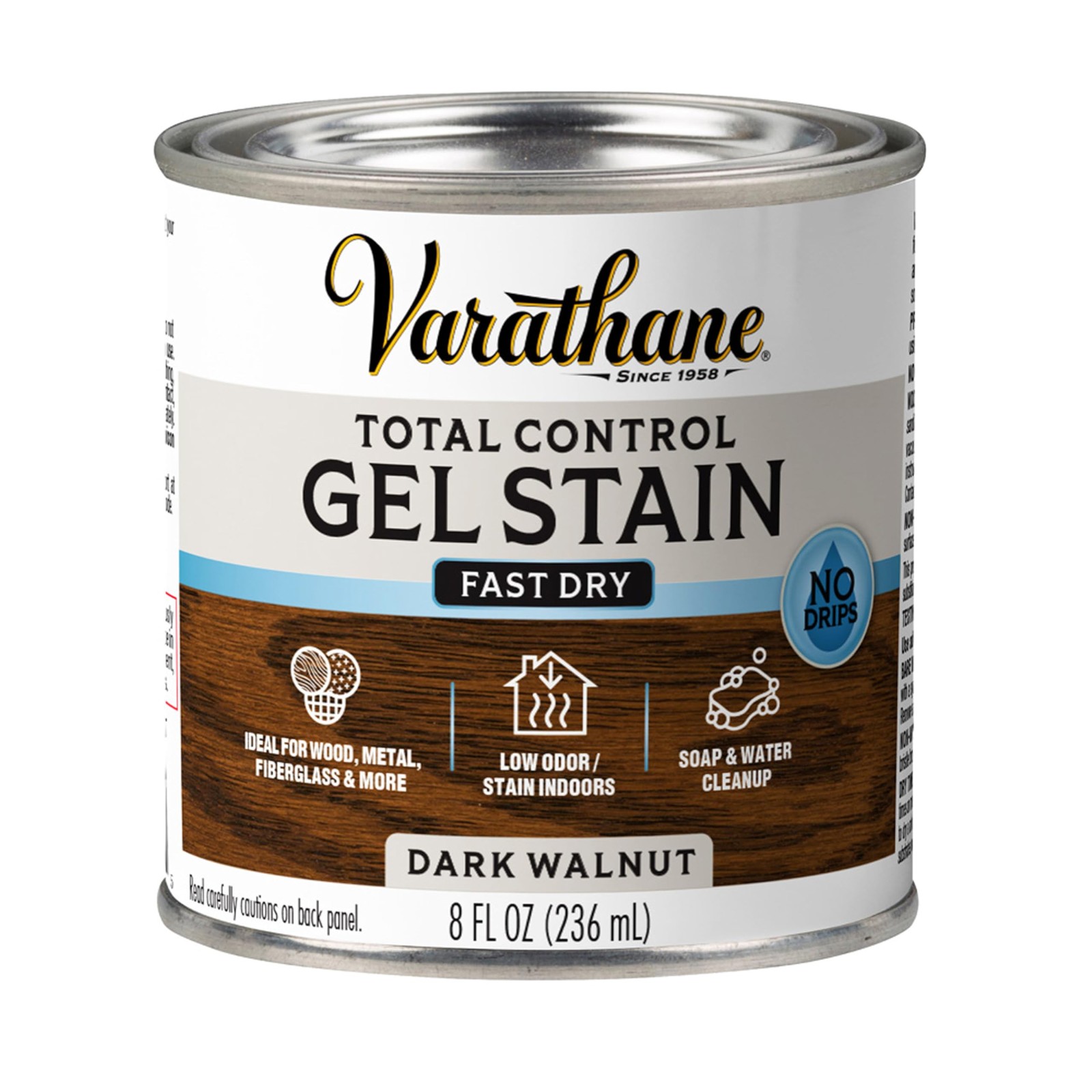 Total Control Gel Stain Water-Based Wood Stain, Half Pint, Dark Walnut