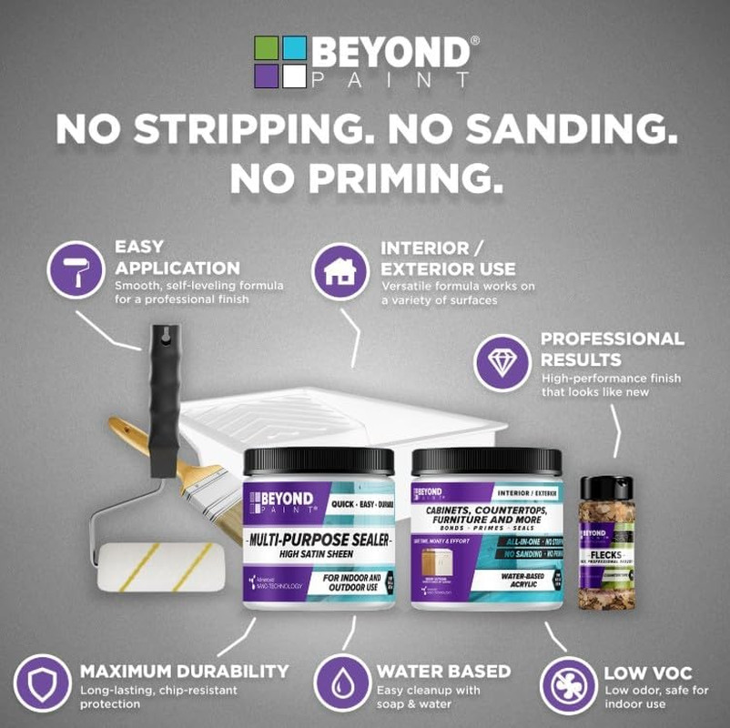 Countertop Makeover Kit with Paint, Sealer, Flecks and Tools for Countertops, Bu
