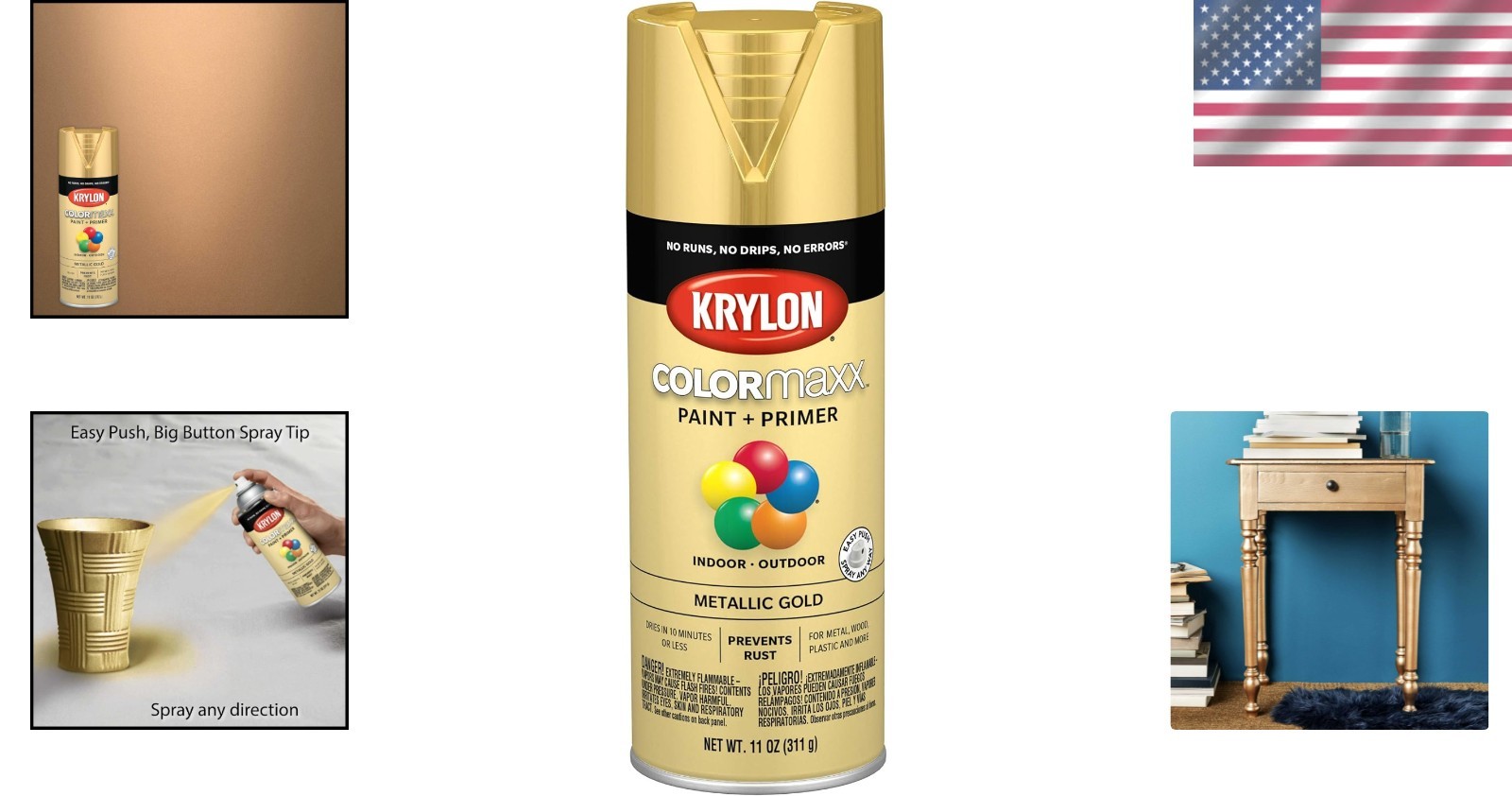 Versatile 11oz Metallic Gold Spray Paint – Ideal for Indoor or Outdoor Projects