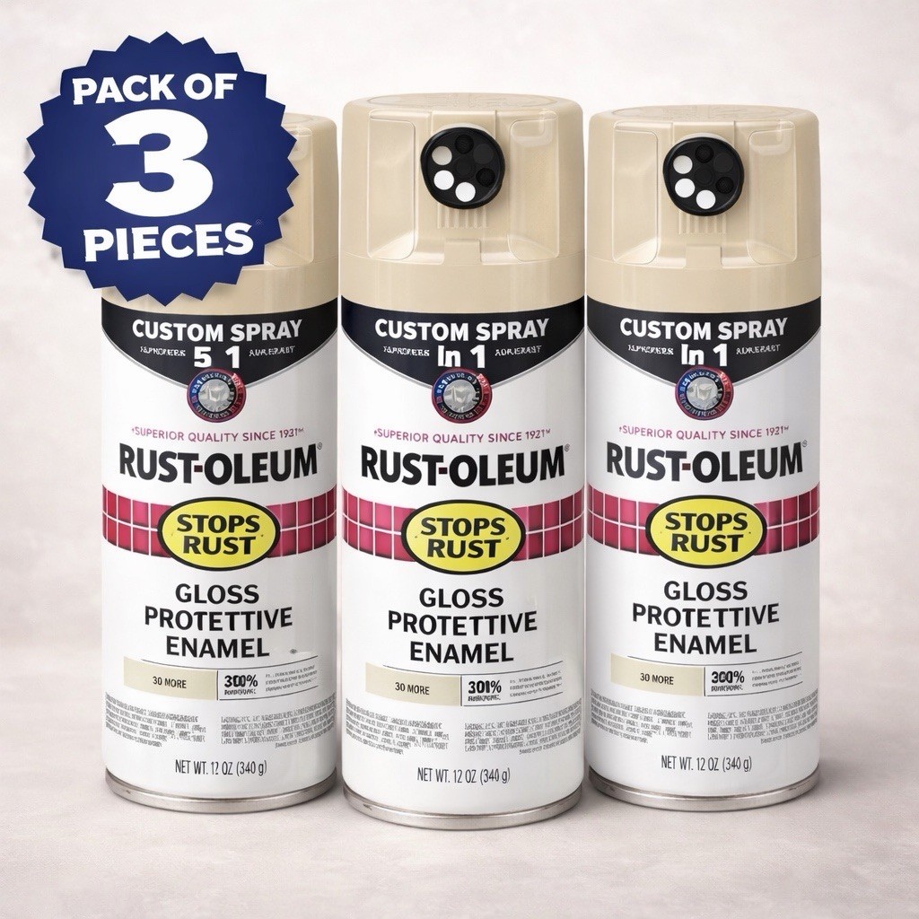3 Pack. Rust-Oleum Custom Spray 5-in-1 Almond 12 oz Adjustable Spray