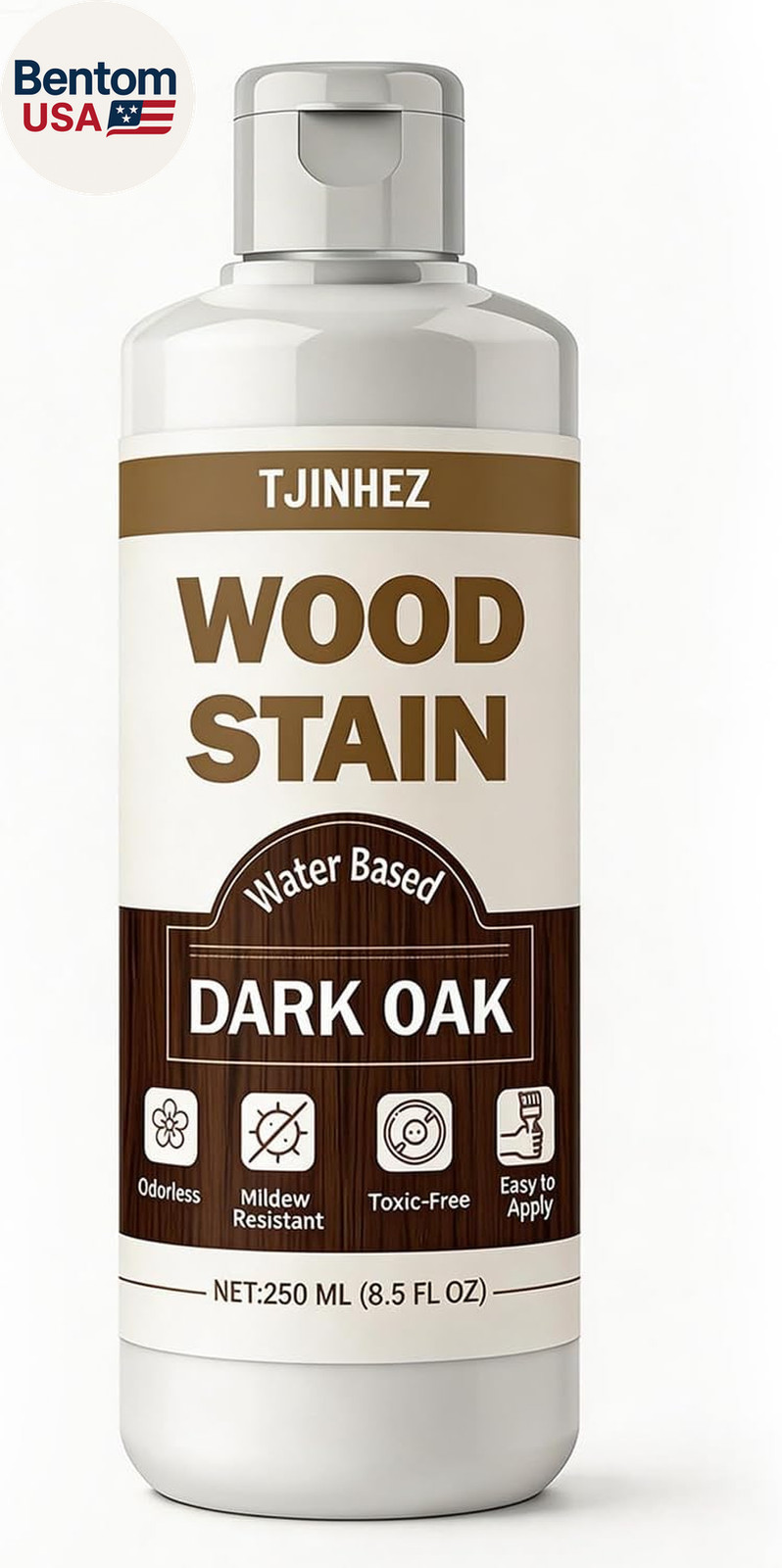 Dark Oak Wood Stain, 8.5Oz/250Ml Water Based Wood Stain, Premium Indoor & Outdoo