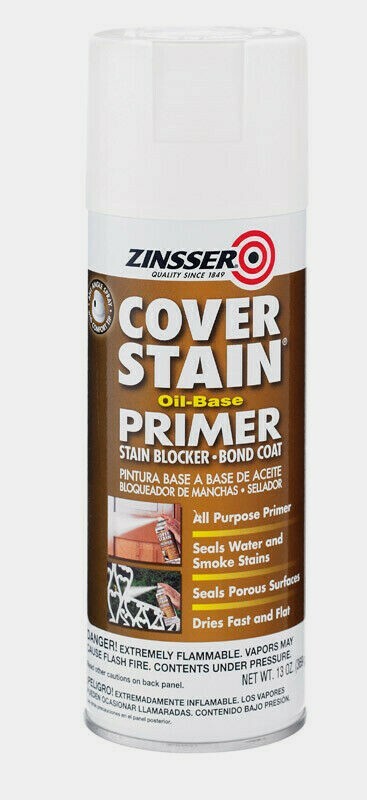 Zinsser COVER STAIN 13 oz. Primer & Sealer Oil-Based Spray Flat White 3608 NEW!!
