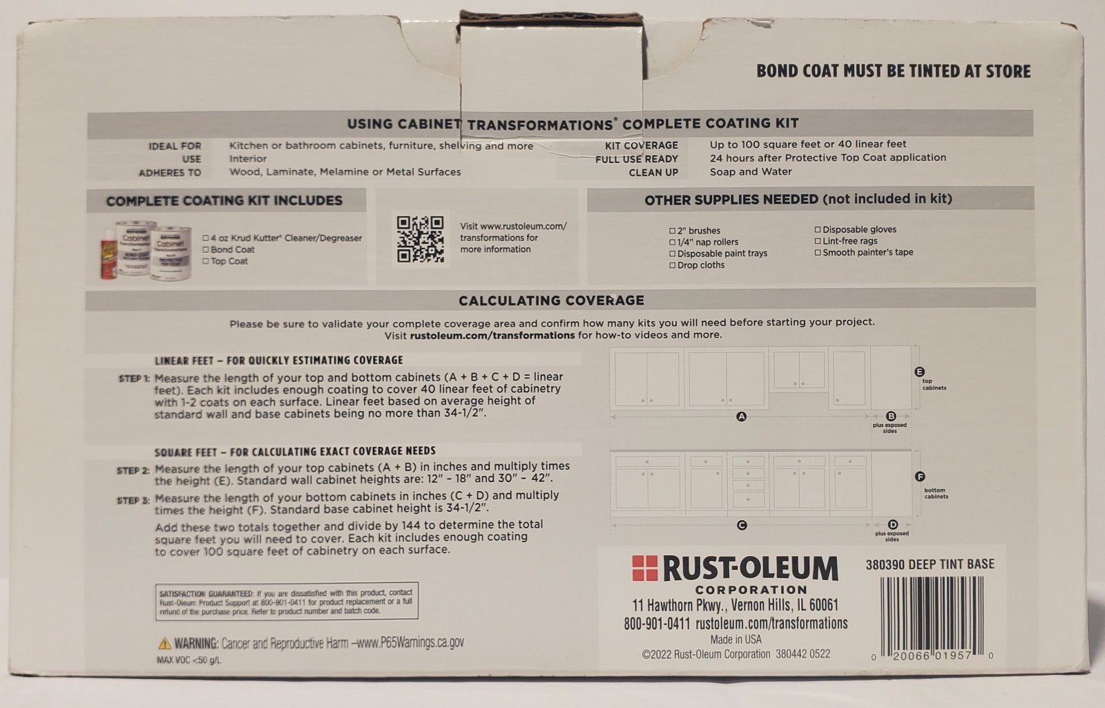 Rust-Oleum 380390 Cabinet Transformations Kit Deep Tint Base Kit