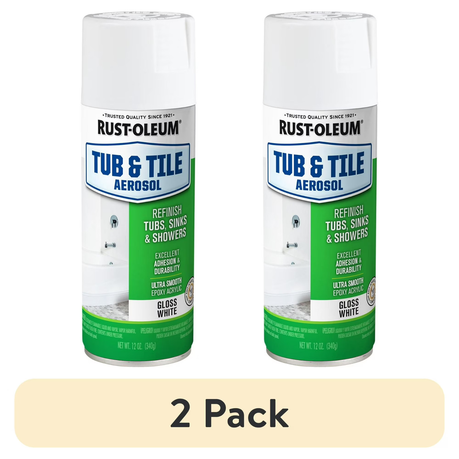 (2 pack) Rust-Oleum Tub and Tile White Spray Paint-280882, 12 oz