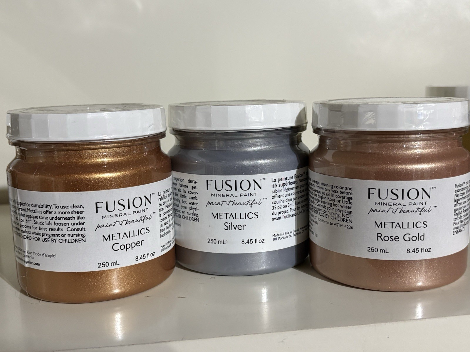 Fusion Mineral Paint 3 Pack of Metallic 1/2 Pints