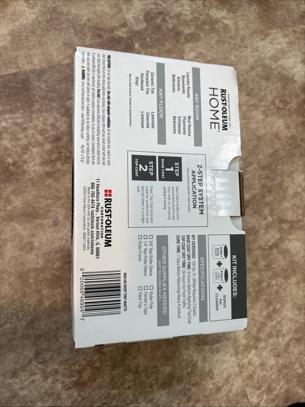 Rust-Oleum 360100 Home Deep Base/ Matte Top-Coat Floor Coating New Sealed