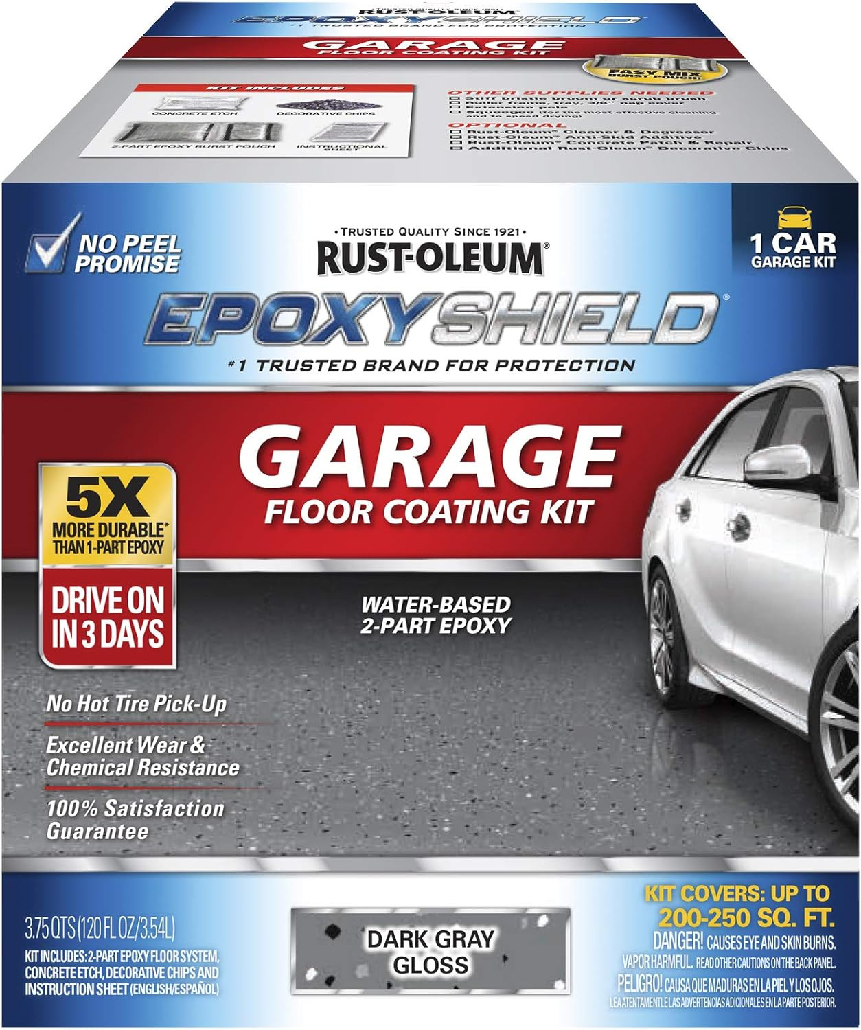 251870 EPOXYSHIELD Garage Floor Coating Kit, 2.5 Car, Gloss Gray