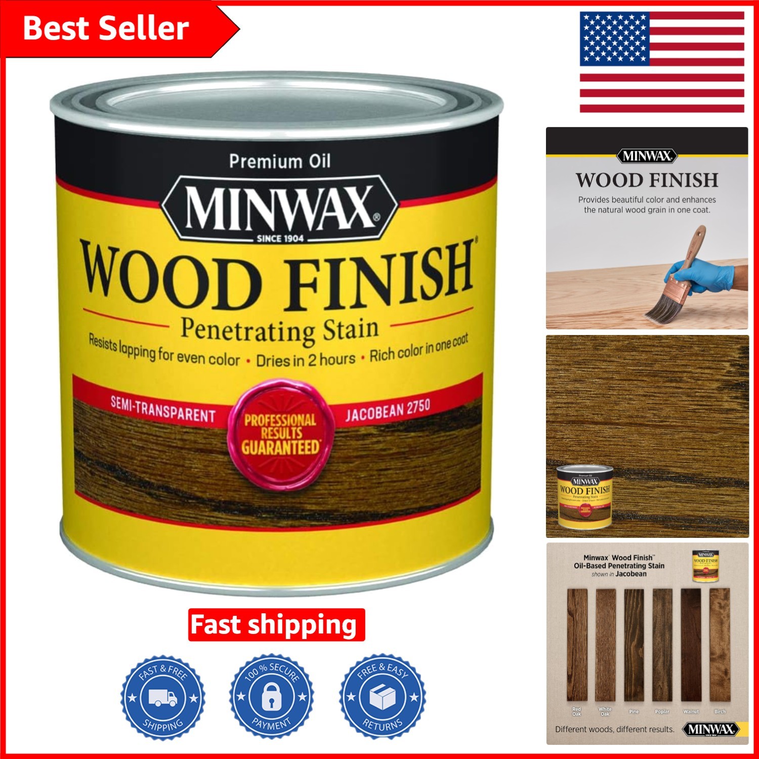 8 Oz Jacobean Wood Stain – Beautiful Oil-Based Finish for Rich Grain Enhancement