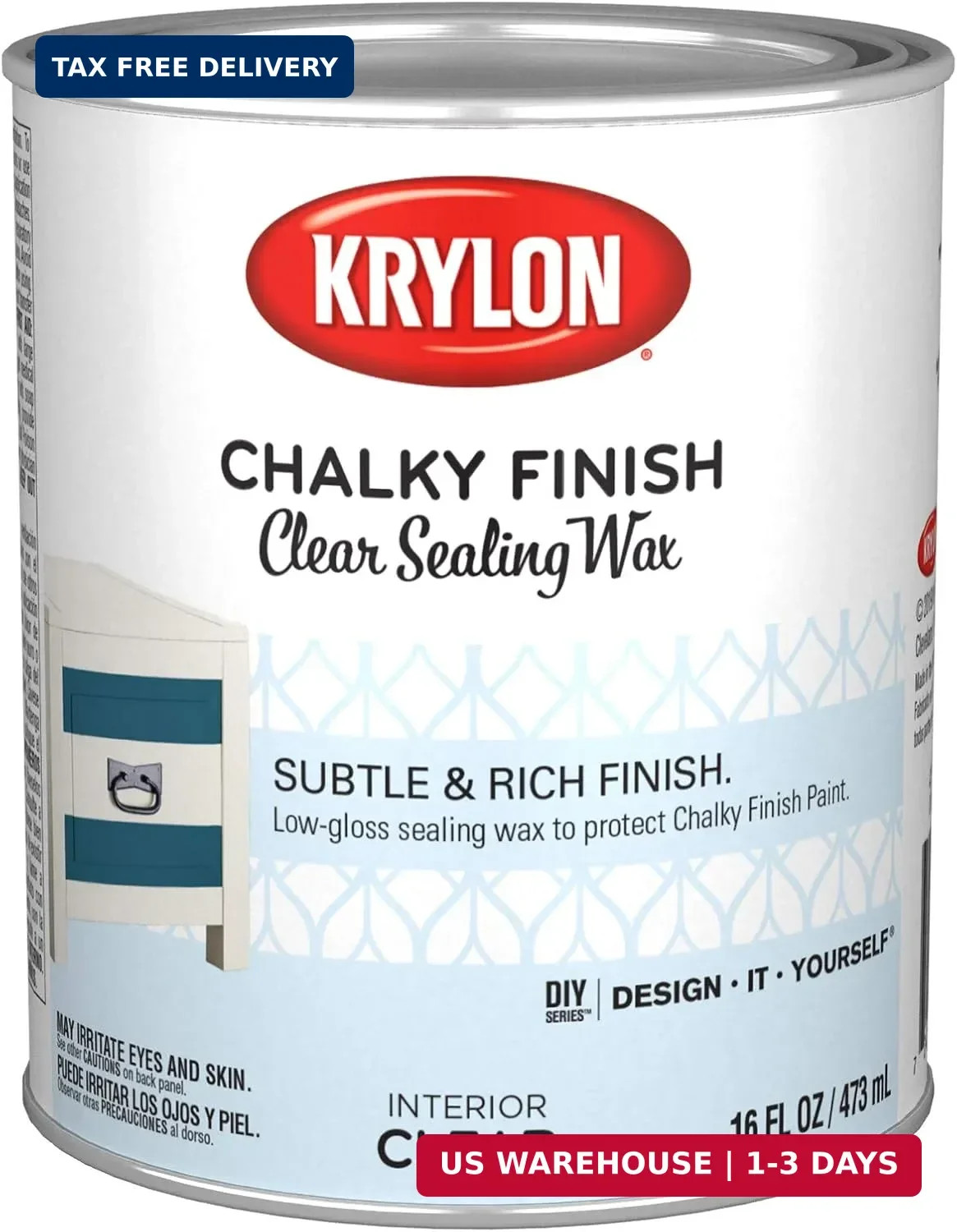 Krylon K04217000-13 Chalky Finish Half-Quart, 16 Fl Oz (Pack of 1), Clear