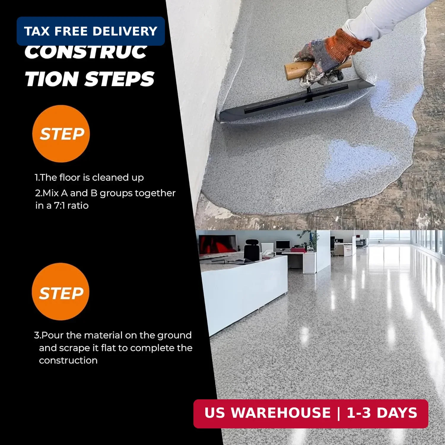 Self Leveling Epoxy color sand Floor Paint with Marble Texture Finish, 1 Gallon,