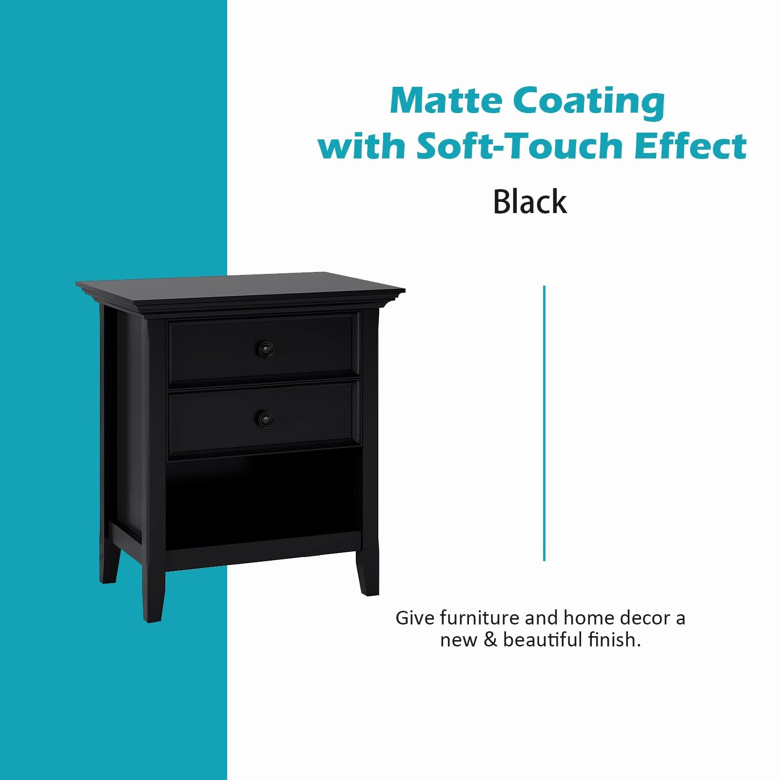 Soft and Delicate Touch Spray Paint for Cabinet and Furnitue，Matte Black, 2 Cans