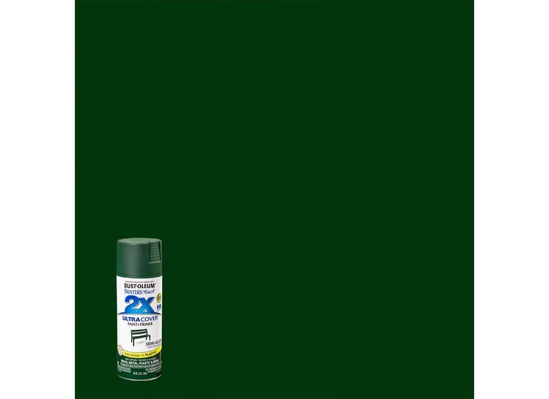 PAINTER’S Touch Semi-Gloss Spray Paint, Semi-Gloss, Hunter Green, 12 oz, Aerosol