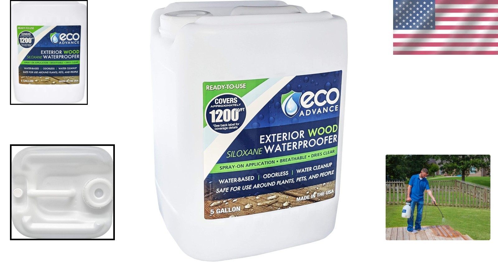Commercial-Grade Odorless Wood & Concrete Waterproofer – 5 Gallon Spray Solution
