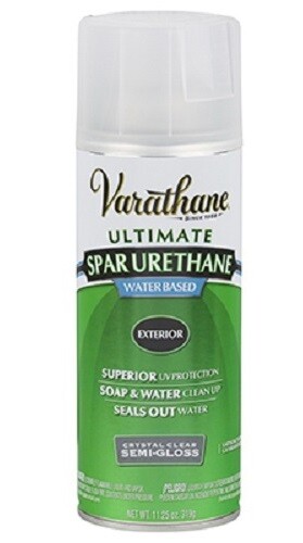 Varathane 250081 12 Oz Water Based Crystal Clear SEMI-GLOSS Spar Urethane Spray