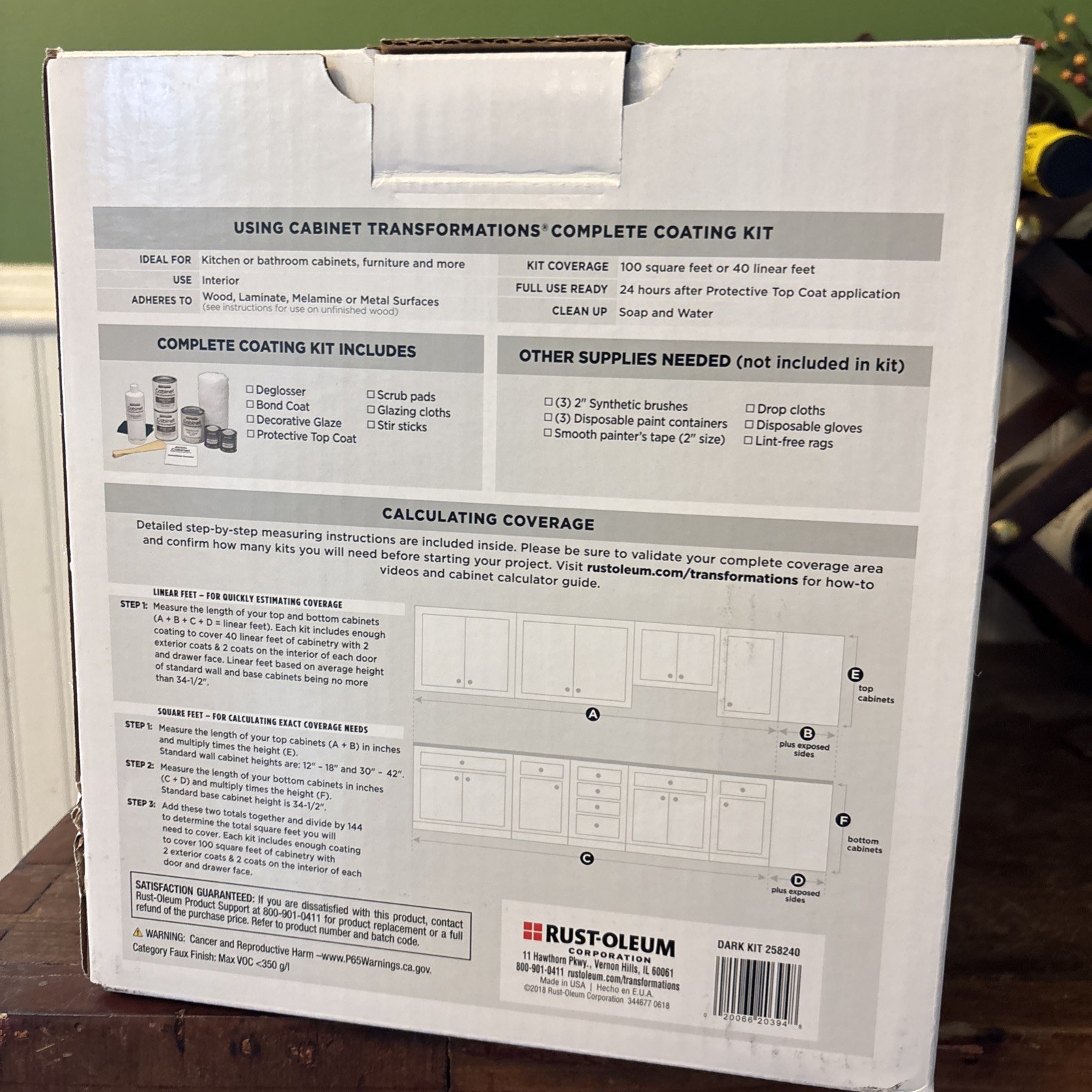 RUST-OLEUM 258240 Dark Tint Base Cabinet Paint Coating Kit Harvest Tint Rustolem