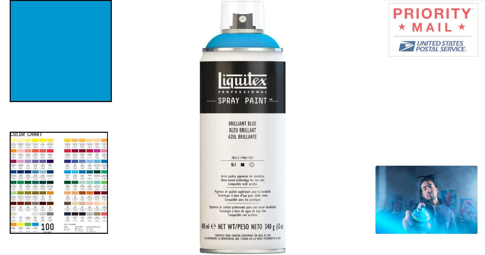 Brilliant Blue 400ml Professional Spray Paint Opaque Low Odor for All Surfaces