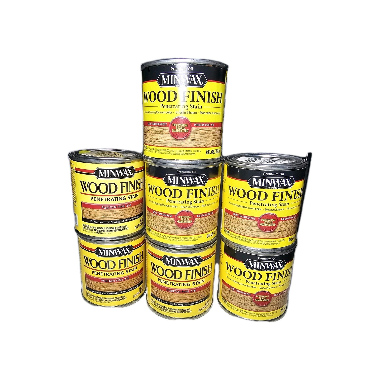 (7) Lots Minwax Puritan Pine Wood Finish Penetrating Stain – 8 Fl Oz 1/2 Pt