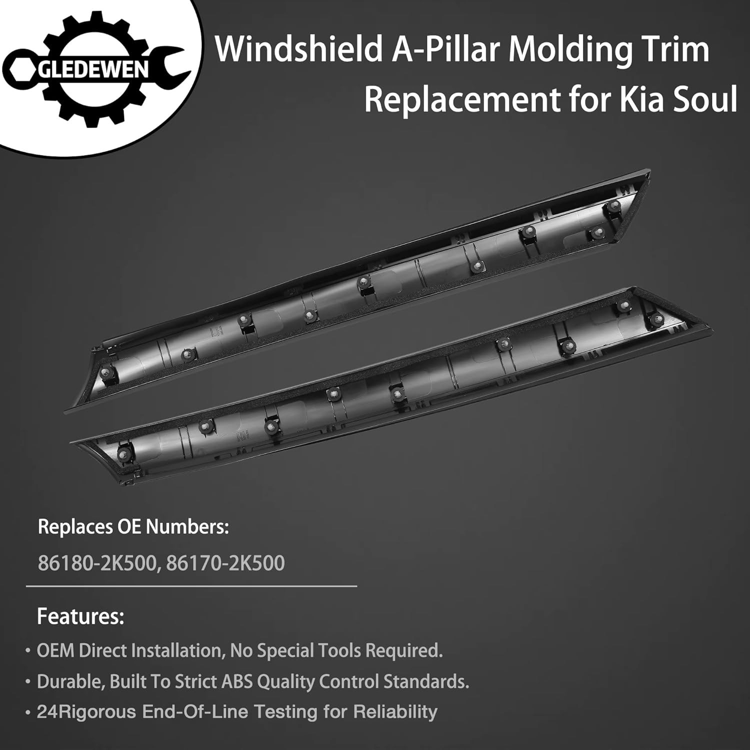 Windshield A-Pillar Trim Molding Set, Compatible with Kia Soul 2010 2011 2012 20