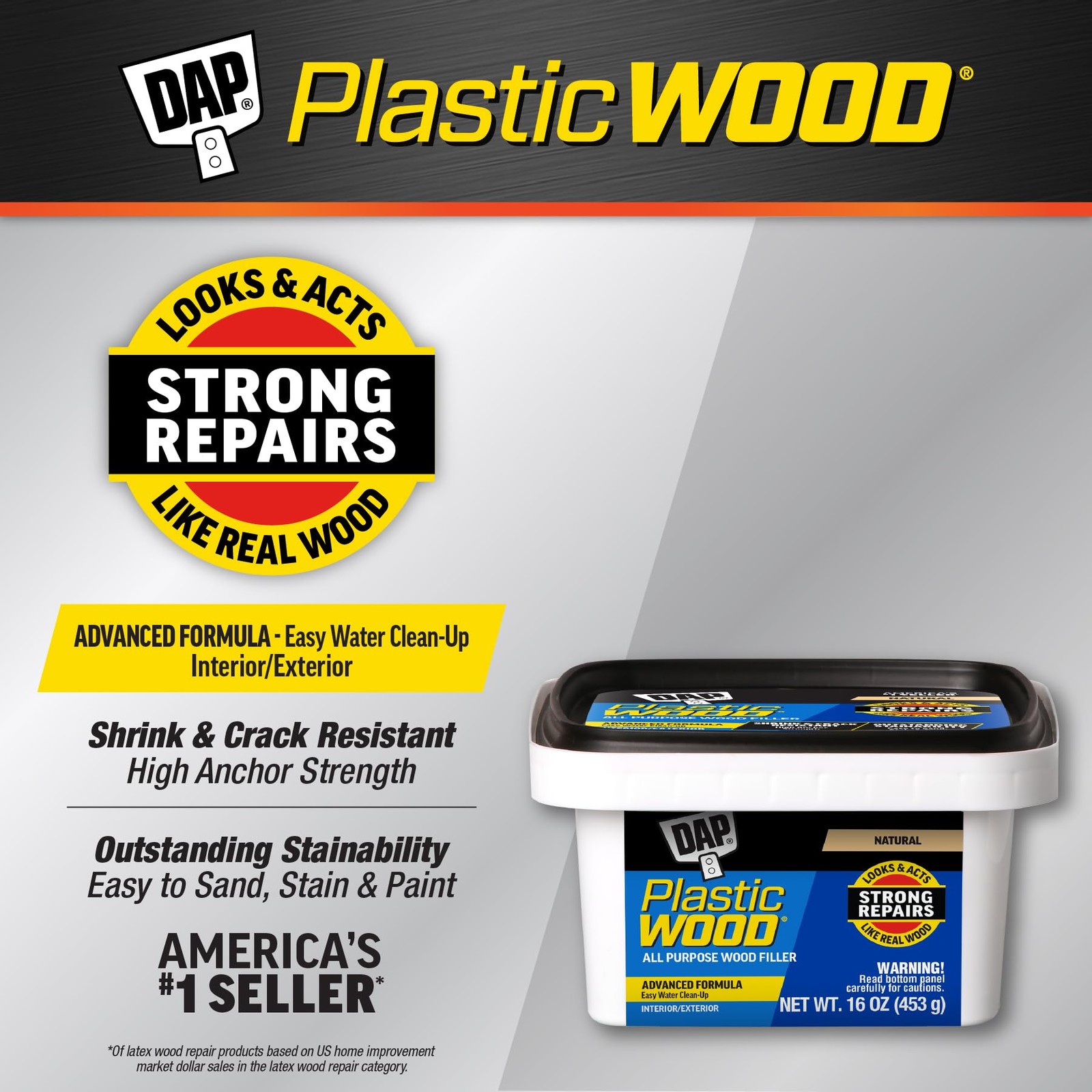 DAP Plastic Wood All Purpose Latex Filler, Natural, 16 16 Ounce, Natural
