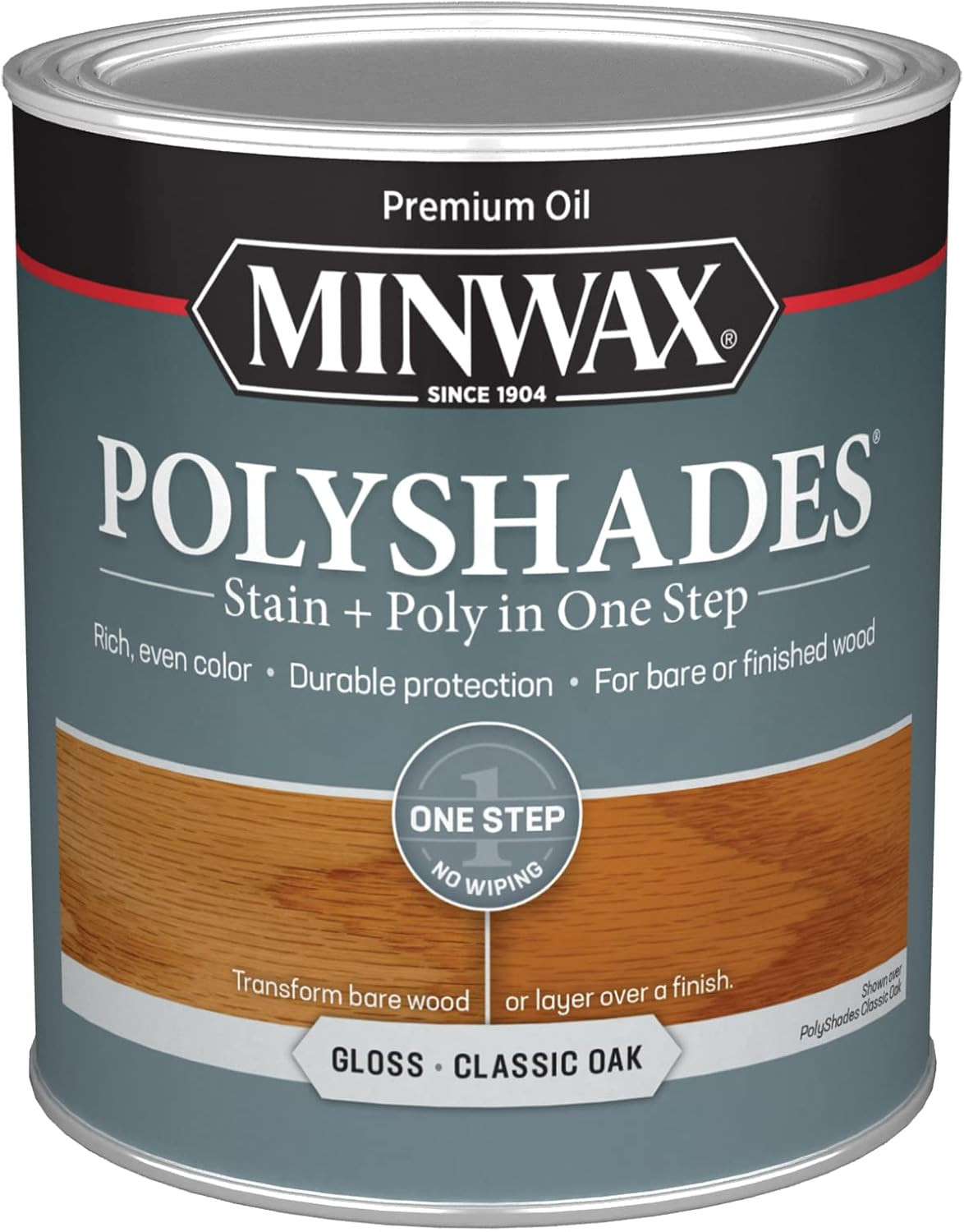 Polyshades Wood Stain + Polyurethane Finish – Quart, Pecan, Satin, Brown