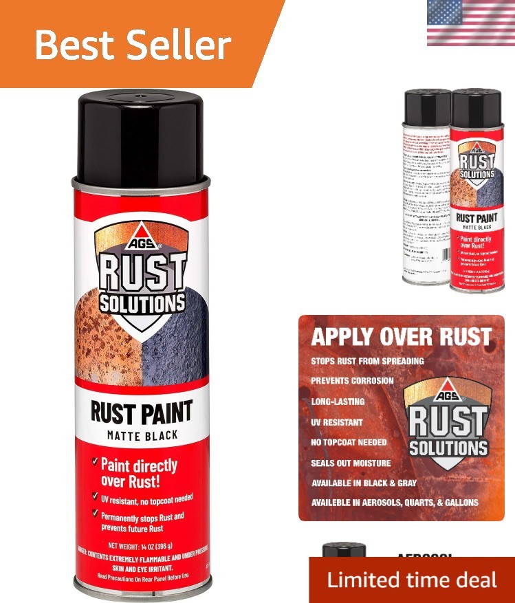 Protect and Restore Metal with 14oz UV Resistant Matte Black Rust Spray Paint