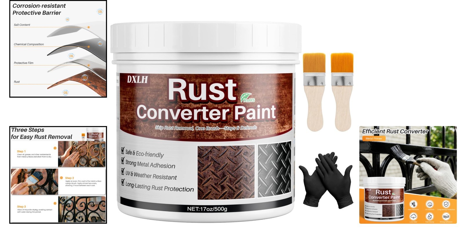 Fast-Drying 2-in-1 Rust Converter & Primer for Metal Surfaces – 17 Fl Oz