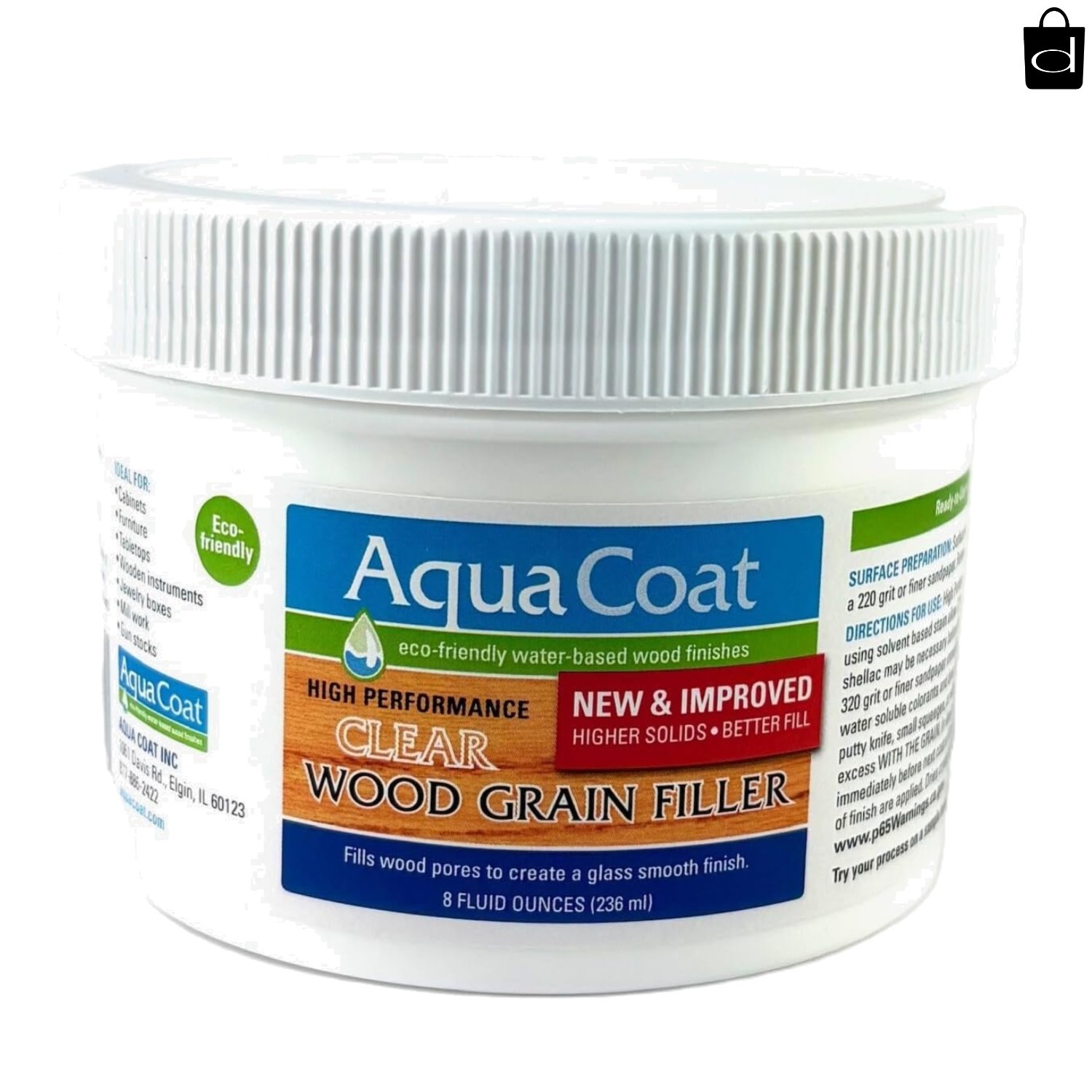 Aqua Coat Water-Based Clear Wood Grain Filler Gel, Fast-Drying, Low Odor, Low VO