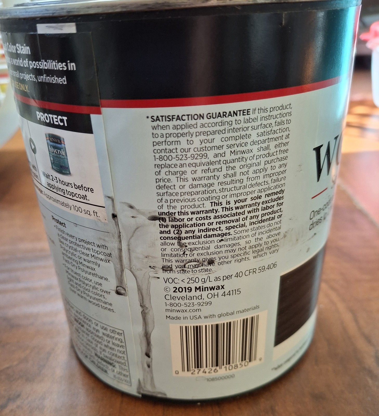 Minwax Wood Finish Water Based Semi Trans. True Black Acrylic 108500000