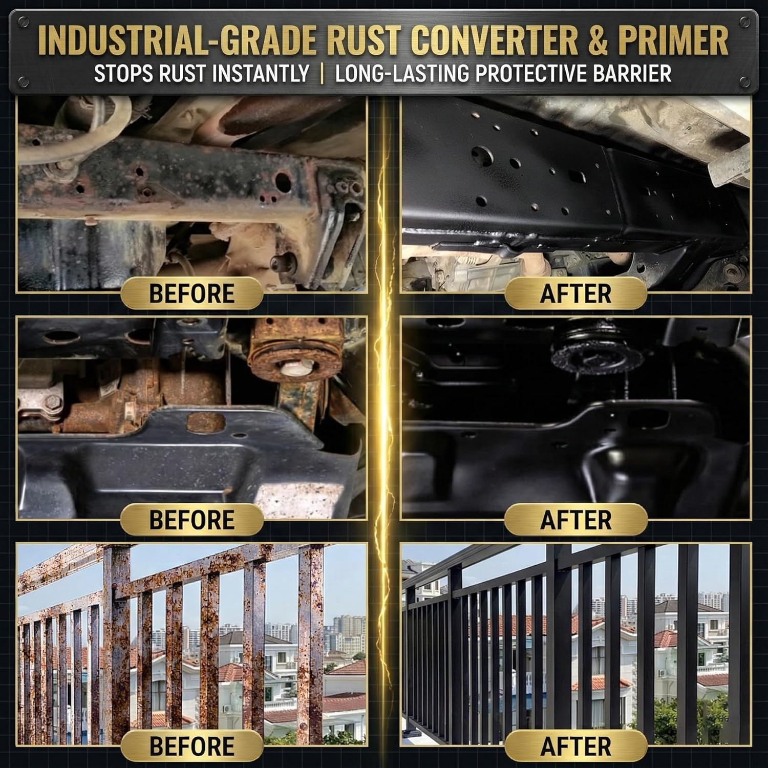 2-In-1 Rust Converter & Metal Primer – 1 Gallon Black Rust Paint Inhibitor for M