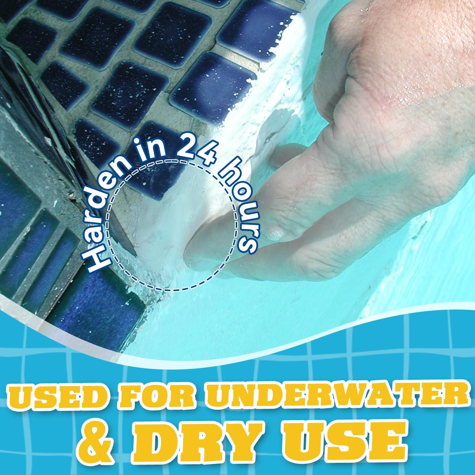 Epoxy Putty, 17.6 oz. Pool Underwater or Above Fast Repair, Fix White