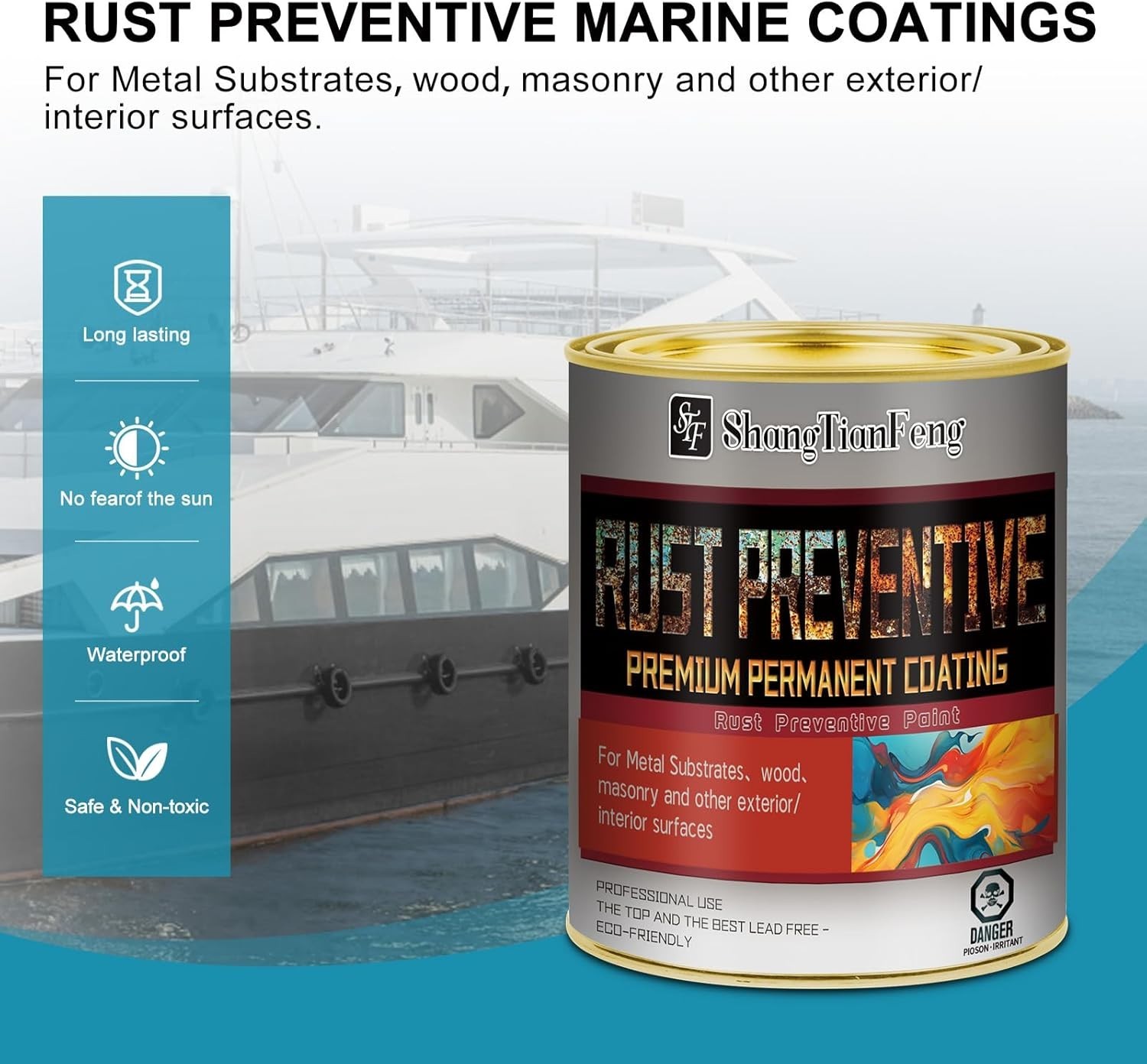 Long-Lasting Black Protective Paint – Rust and Corrosion Inhibitor, 32 Fl Oz