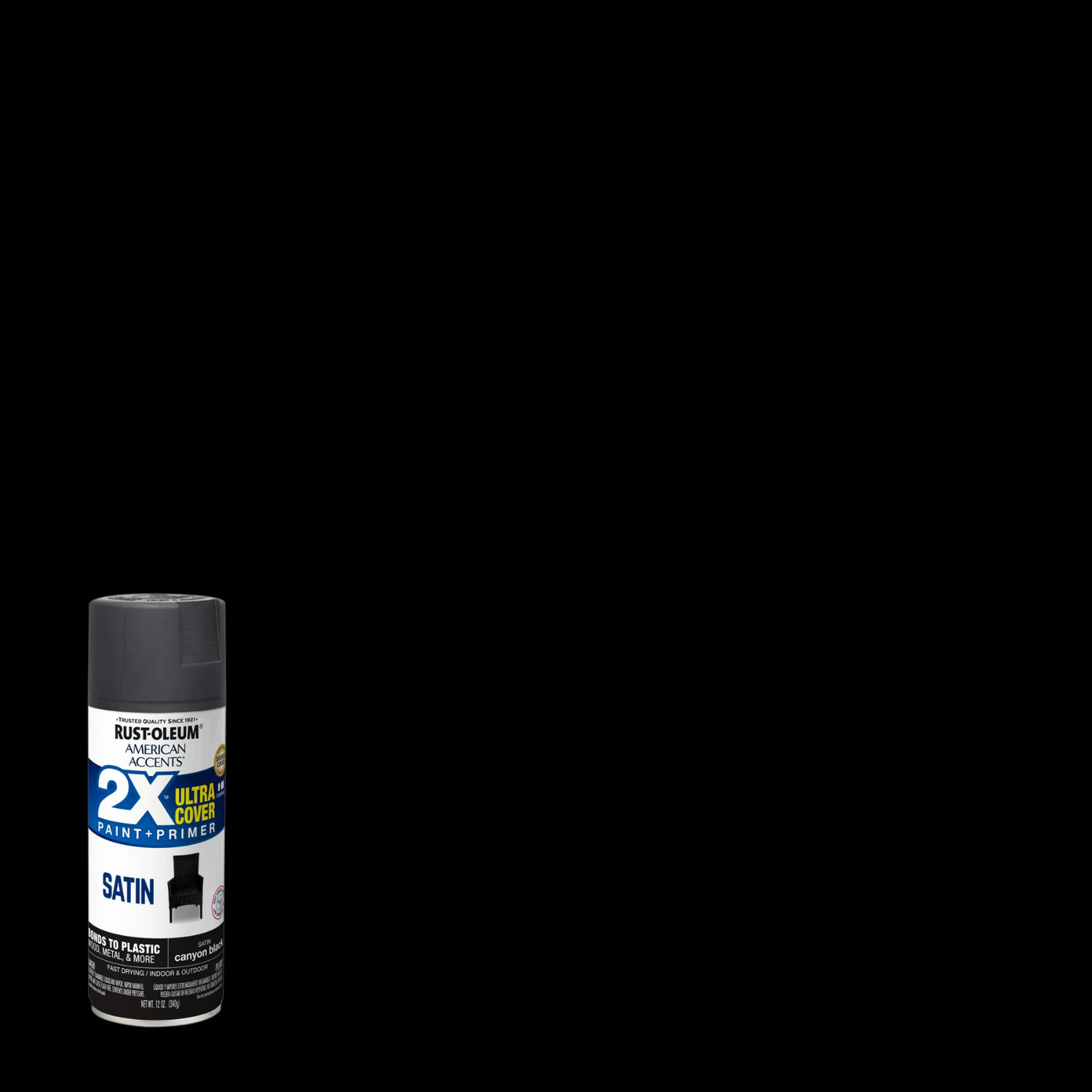 Canyon Black Rust-O American Accents 2X Ultra Cover Satin Spray Paint, 12 oz.