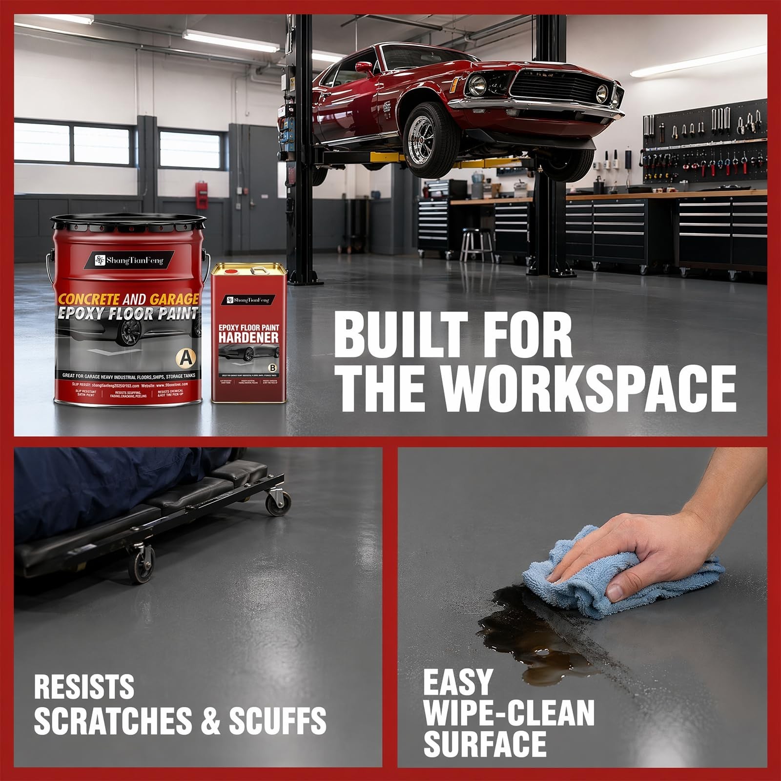 High-Gloss Silver Gray Epoxy Floor Paint Kit – 4 Gallon, 800 sq.ft, 20-Year Dura