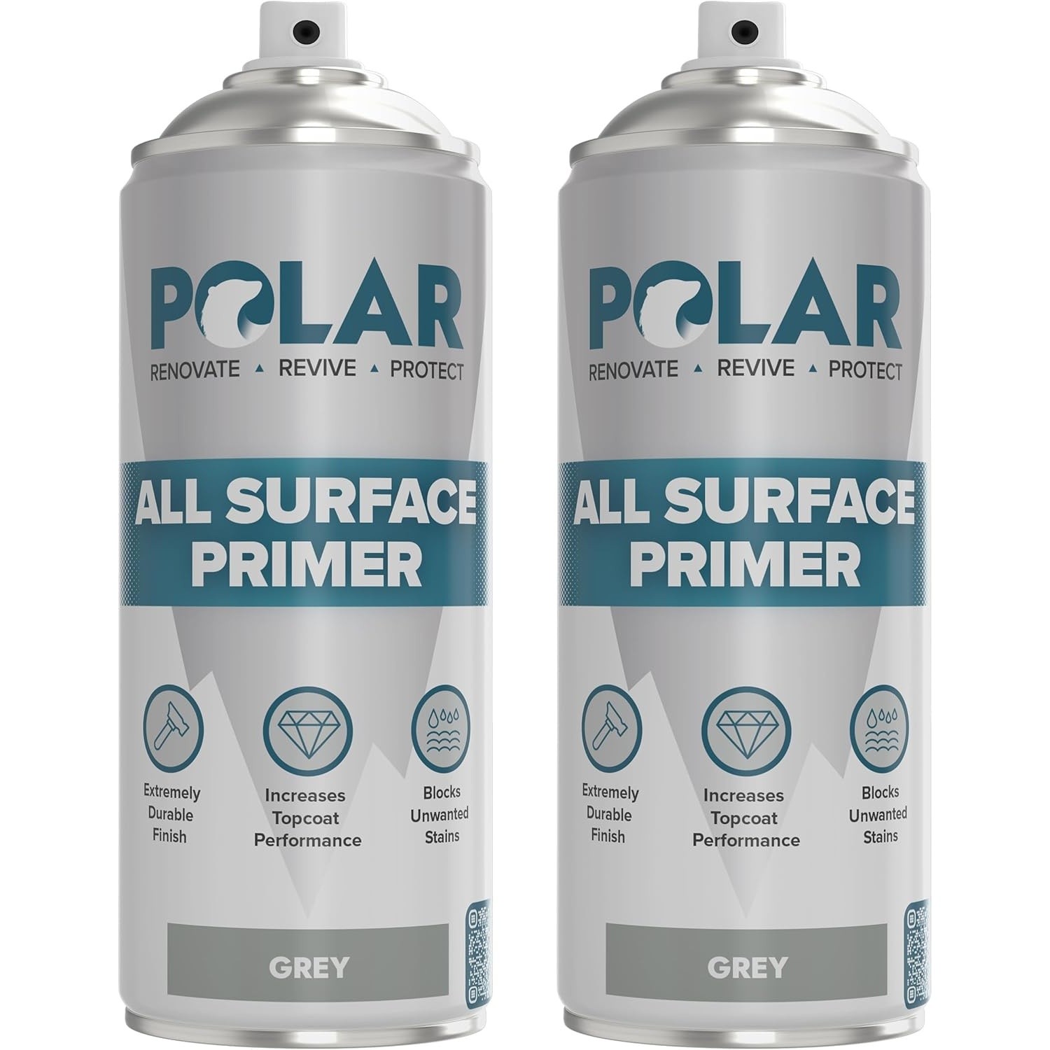 Polar All Surface Primer, Matte Gray, 13.5 Fl Oz, 2 Pack, Quick Drying