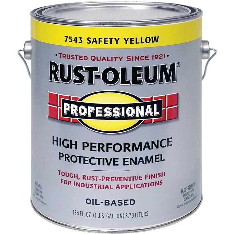 Rust-Oleum 7543402 Enamel Paint, Oil, Gloss, Safety Yellow, 1 gal, Can, 230 to 3
