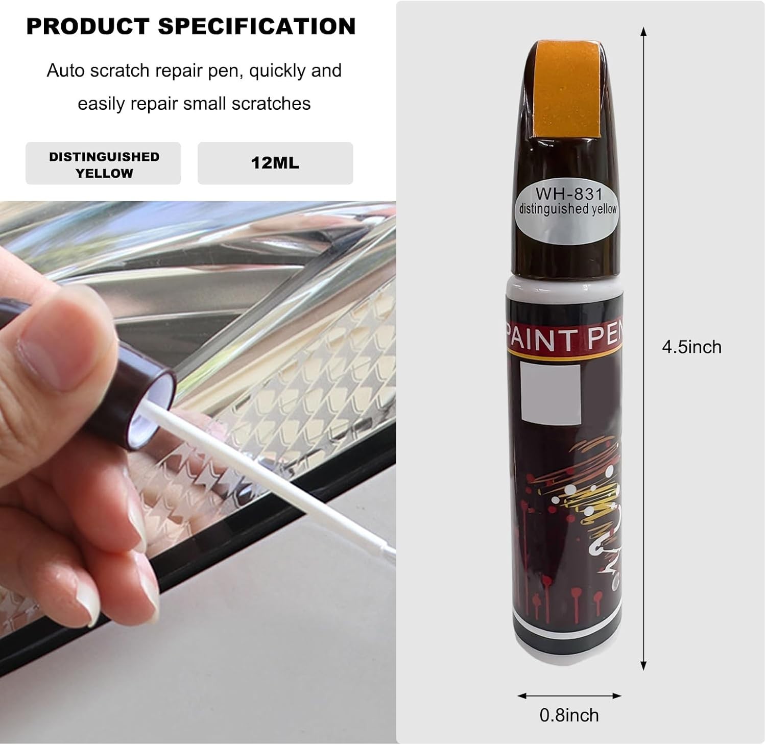 Durable Yellow Car Touch-Up Paint Pen – Ultimate Solution for Vehicle Scratches