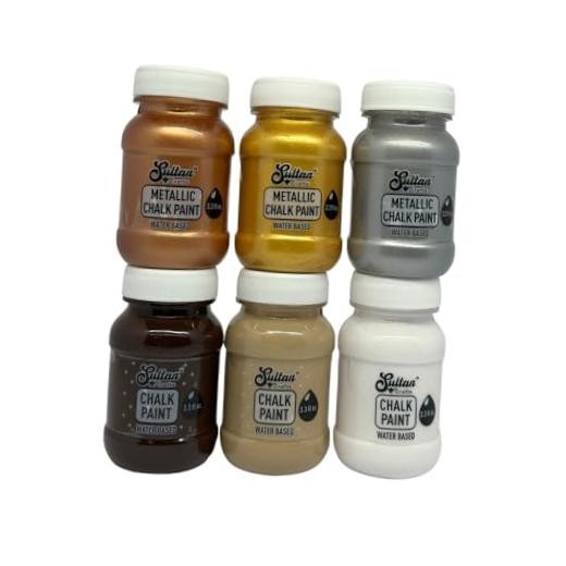6-Piece Chalk & Metallic Chalk Paint Kit – Premium Water-Based Paints for