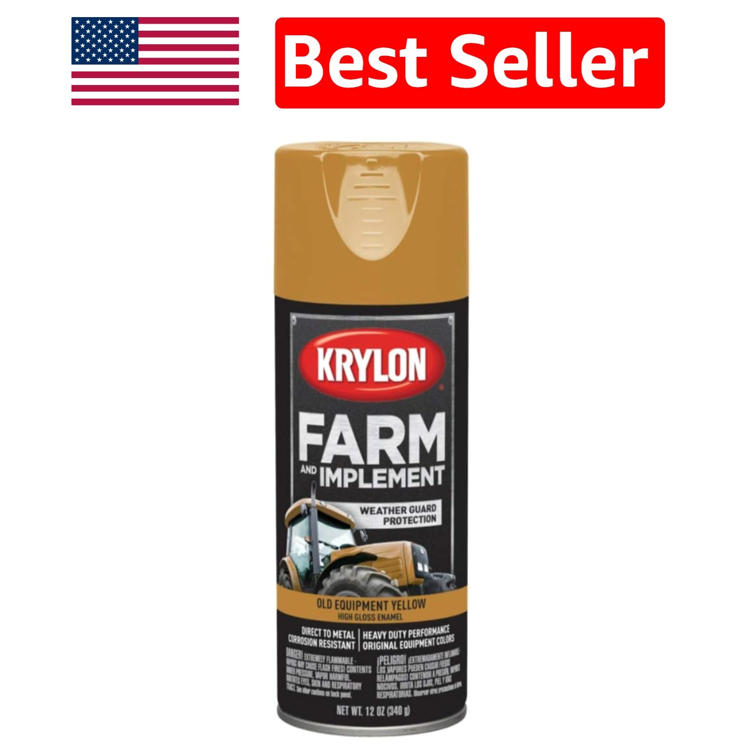 Durable High Gloss Farm & Implement Spray Paint – Old Equipment Yellow, 12 oz.