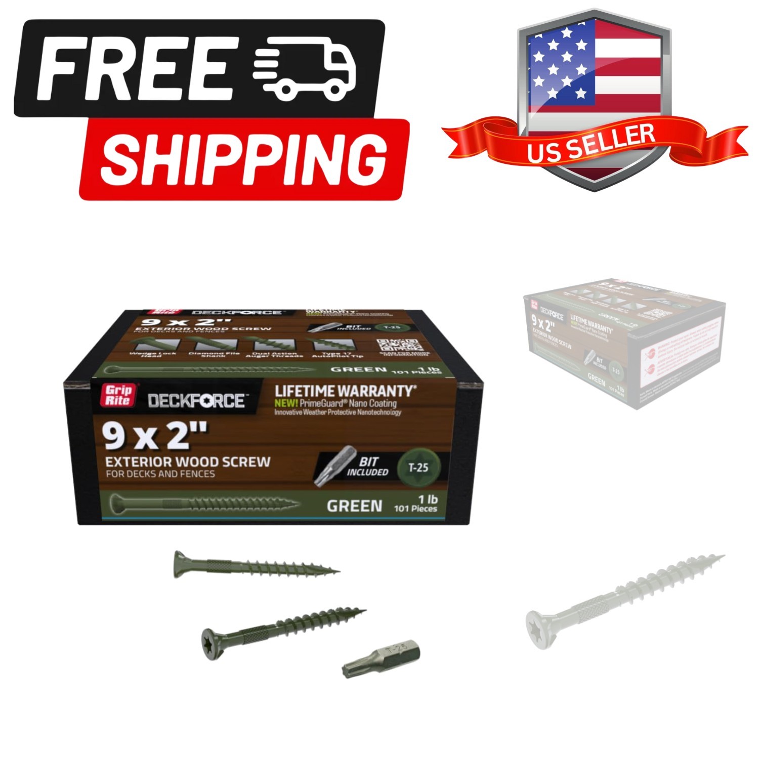 DeckForce Exterior Wood Screws for Decks and Fences – Nano Coated – T-17 Auto…