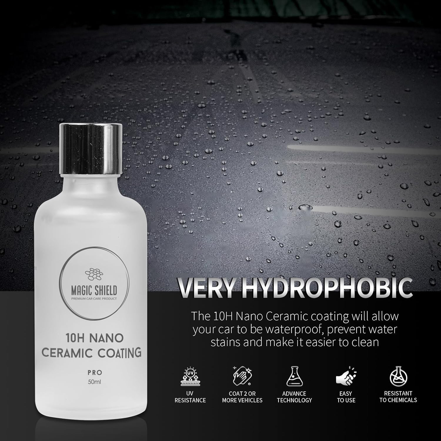 Ceramic Coating PRO 10H – Self-Healing | Long Lasting for 2 Cars+ | Advanced Sio