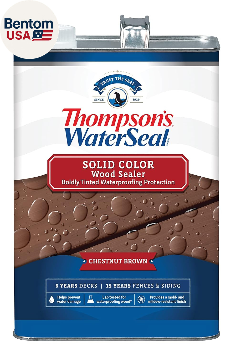 Solid Color Waterproofing Wood Stain and Sealer, Chestnut Brown, 1 Gallon