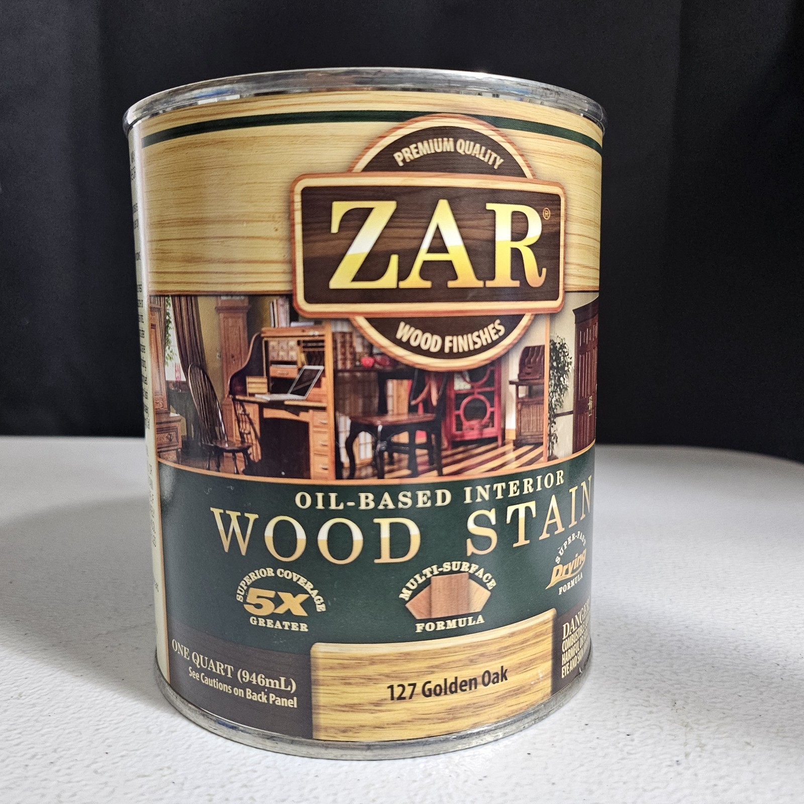 (1) ZAR Golden Oak 127 Oil Based Interior Wood Stain Quart