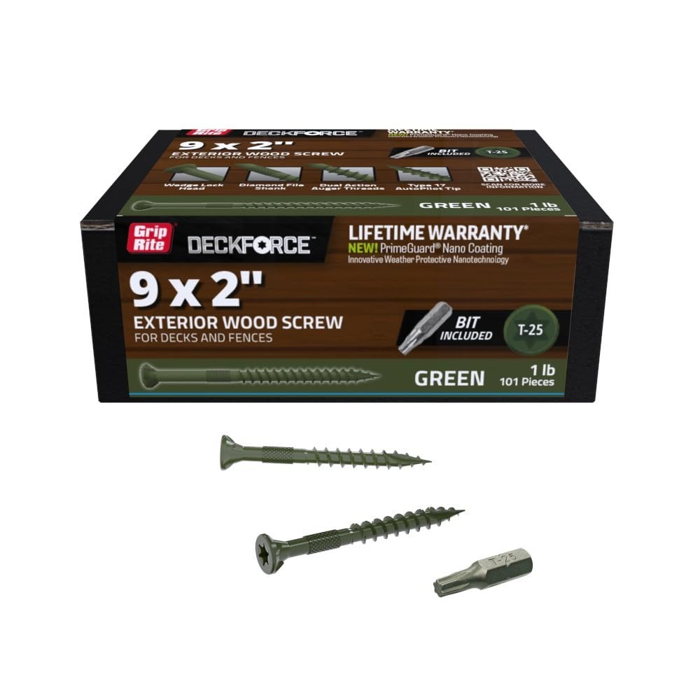 DeckForce Exterior Wood Screws for Decks and Fences – Nano Coated – T-17 Auto…