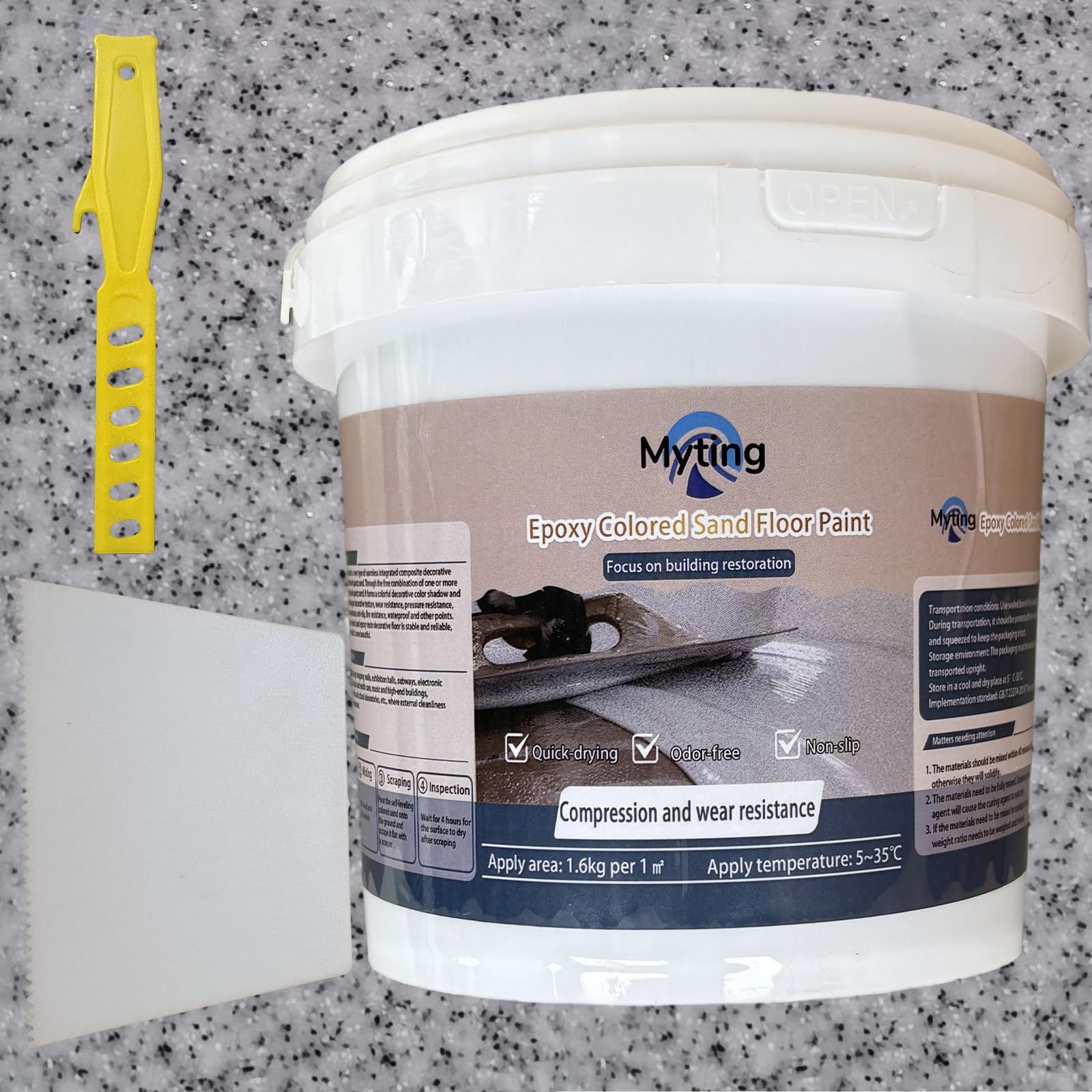 Epoxy Colored Sand Floor Paint, Epoxy Floor Paint High Gloss Marble Effect Co…