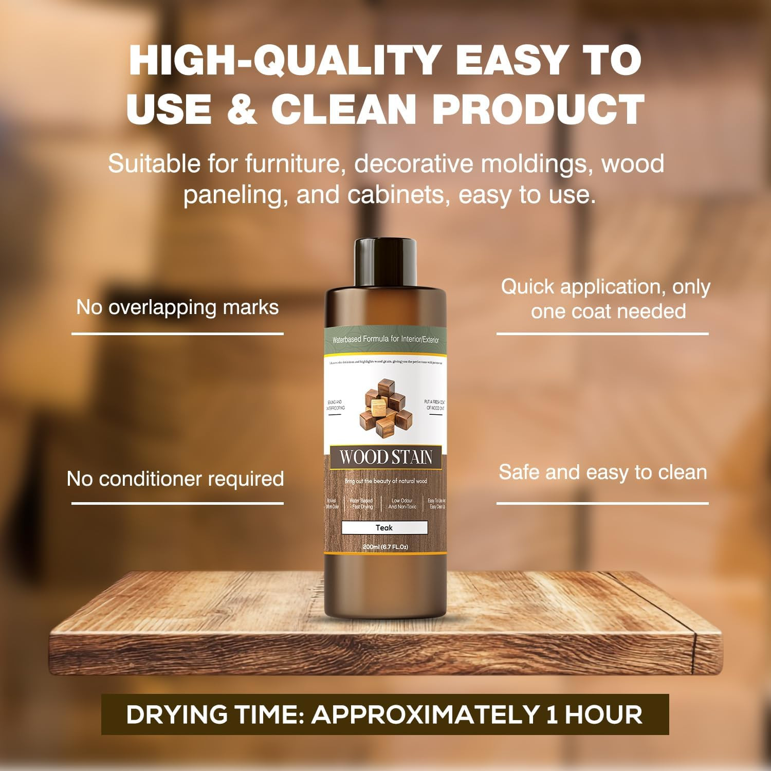 Wood Stain – Stain for Wood – Natural Stain for Furniture – Water Based | Fast D