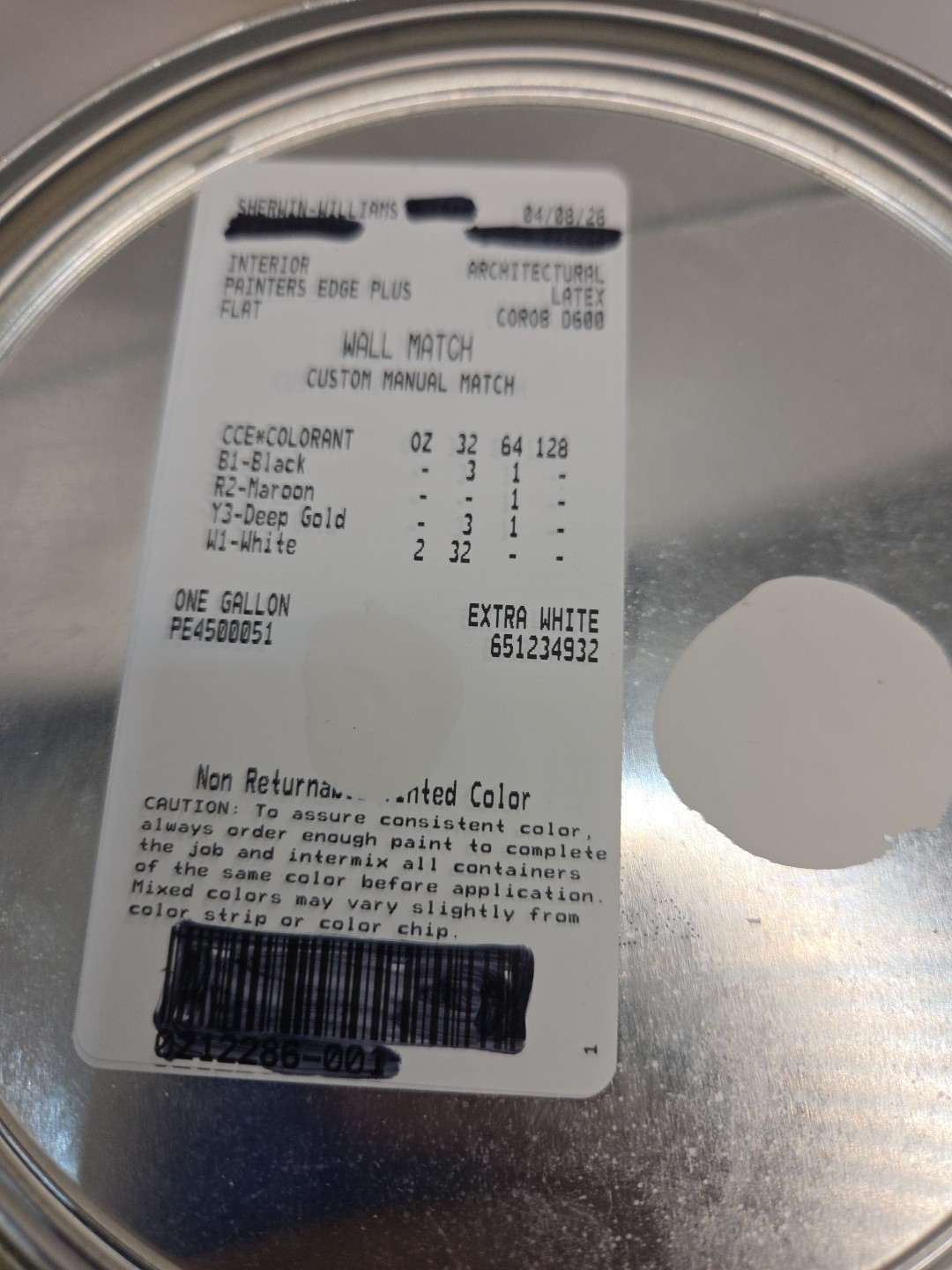1 Gallon Sherwin Williams Painters Edge Interior Flat Color Light Gray