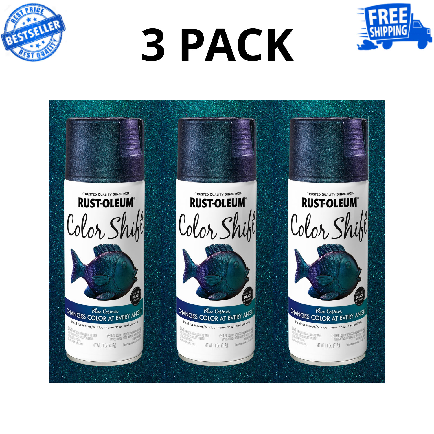 Blue Cosmos, Rust-Oleum Color Shift Spray Paint-372479, 11 oz, 3 Pack
